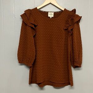 NWT Umgee Rust Textured Top Blouse Large